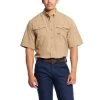 Ariat Rebar Shirts: Men's 10025384 Khaki VentTEK DuraStretch Tough Work Shirt -Work Clothes Discount Store s19 mns work sullivan 10025384 front