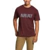 Ariat Rebar Shirts: Men's 10030289 Burgundy Heather Rebar Cotton Strong Block T-Shirt -Work Clothes Discount Store s20 mns work gaglione 10030289 front