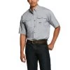 Ariat Rebar Shirts: Men's 10031024 Charcoal VentTEK DuraStretch Tough Work Shirt -Work Clothes Discount Store s20 mns work gaglione 10031024 front