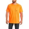 Ariat Rebar Shirts: Men's 10031040 Neon Orange Heat Fighter T-Shirt -Work Clothes Discount Store s21 mns work 10031040 front