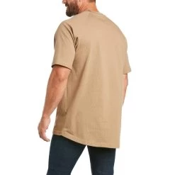 Ariat Rebar Shirt: Men's 10035008 Khaki Rebar Cotton Strong T-Shirt