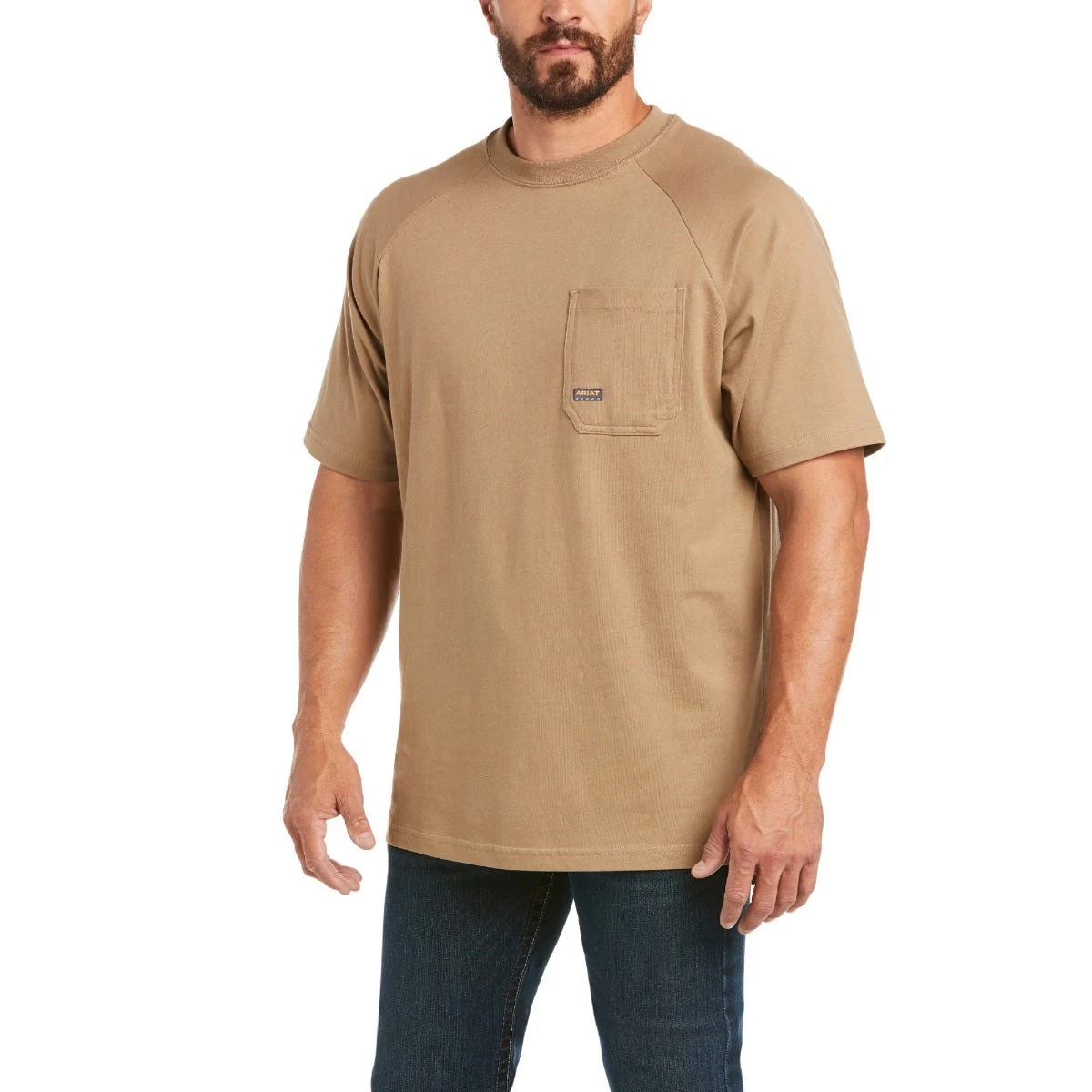Ariat Rebar Shirt: Men's 10035008 Khaki Rebar Cotton Strong T-Shirt 4 Ariat Rebar Shirt: Men's 10035008 Khaki Rebar Cotton Strong T-Shirt - Image 2
