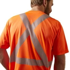 Ariat Rebar Workwear: Men's 10039195 Hi-Vis Orange ANSI T-Shirt -Work Clothes Discount Store s22 mns work 10039195 back