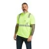 Ariat Rebar Workwear: Men's 10039196 Hi-Vis Yellow ANSI T-Shirt -Work Clothes Discount Store s22 mns work 10039196 front