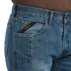 Ariat Rebar Jeans: Men's 10039288 Edgewood Rebar M5 Basic Stackable Straight Leg Jeans -Work Clothes Discount Store s22 mns work 10039288 detail01