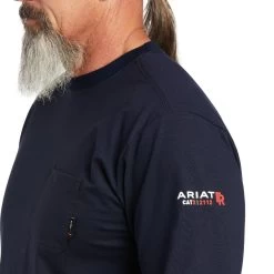 Ariat Shirts: Men's 10039294 Navy USA FR Stretch Logo T-Shirt -Work Clothes Discount Store s22 mns work 10039294 detail02