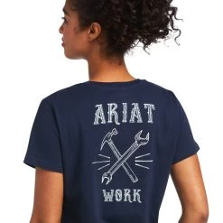 Ariat Rebar Shirts: Women's 10039159 Navy Cotton Strong Wrench Graphic T-Shirt -Work Clothes Discount Store s22 wms work 10039159 detail01