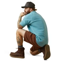 Ariat Rebar Shirts: Men's 10043485 Bachelor Button Heather Cotton Strong T-Shirt -Work Clothes Discount Store s23 mns work 10043485 back