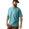 Ariat Rebar Shirts: Men's 10043485 Bachelor Button Heather Cotton Strong T-Shirt -Work Clothes Discount Store s23 mns work 10043485 front