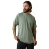 Ariat Rebar Shirts: Men's 10043541 Lily Pad Periscope Rebar Heat Fighter T-Shirt -Work Clothes Discount Store s23 mns work 10043541 front
