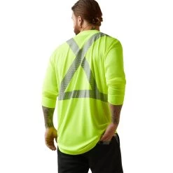 Ariat Rebar Workwear: Men's 10043823 Hi-Vis Bright Yellow ANSI Long Sleeve T-Shirt -Work Clothes Discount Store s23 mns work 10043823 back