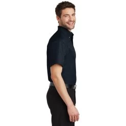 Port Authority Shirts: Men's Classic Navy S500T CNV Short Sleeve Twill Shirt -Work Clothes Discount Store s500t classicnavy model side 082018