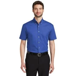 Port Authority: Men's Faded Blue S500T FDB Short Sleeve Twill Pocket Shirt 8 Port Authority: Men's Faded Blue S500T FDB Short Sleeve Twill Pocket Shirt -Work Clothes Discount Store s500t fadedblue model front 082018