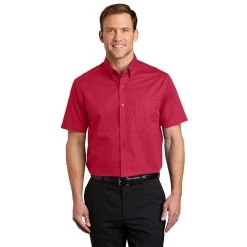 Port Authority Shirts: S508 RED Men's Red Short Sleeve Shirt
