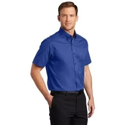 Port Authority Shirts: Men's Royal Blue Short Sleeve Shirt S508 RYL -Work Clothes Discount Store s508 royalclassicnavy model 3q