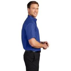 Port Authority Shirts: Men's Royal Blue Short Sleeve Shirt S508 RYL -Work Clothes Discount Store s508 royalclassicnavy model side