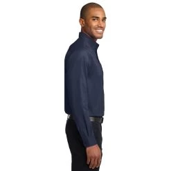 Port Authority Shirts: Men's Navy S608 NVY Easy Care Woven Shirt 11 Port Authority Shirts: Men's Navy S608 NVY Easy Care Woven Shirt -Work Clothes Discount Store s608 navy model side 072014