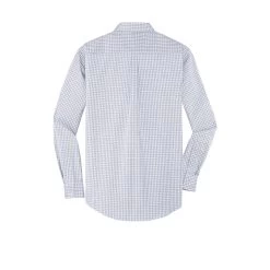 Port Authority Shirt: Men's S639 WHT White Plaid Pattern Easy Care Shirt -Work Clothes Discount Store s639 white flat back