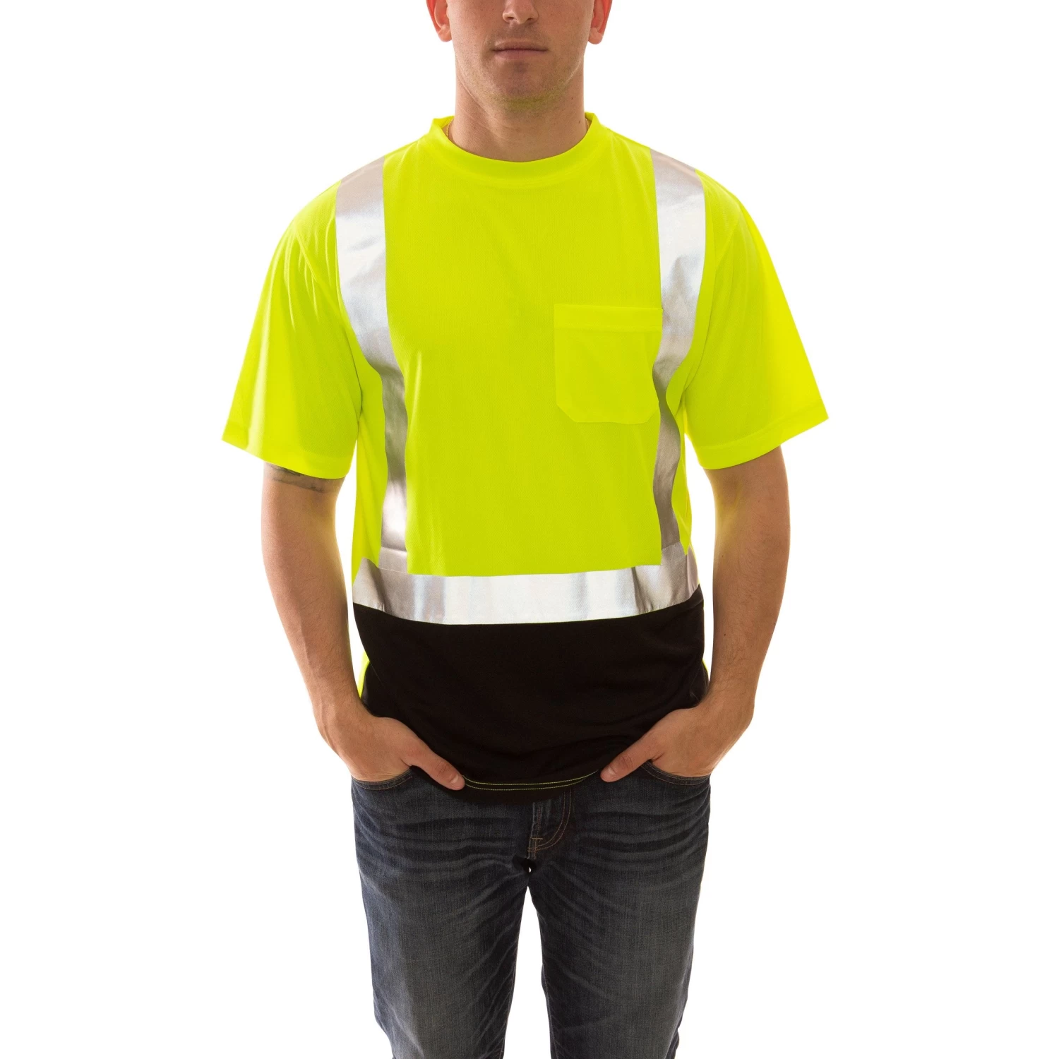 Tingley Shirts: Men's S75122 High Visibility Lime Black Job Sight Work Shirt 5 Tingley Shirts: Men's S75122 High Visibility Lime Black Job Sight Work Shirt - Image 3