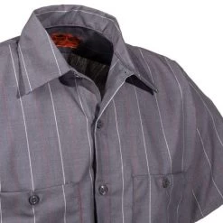 Red Kap Shirts: Men's SP24 CR Grey Stripe Uniform Work Shirt