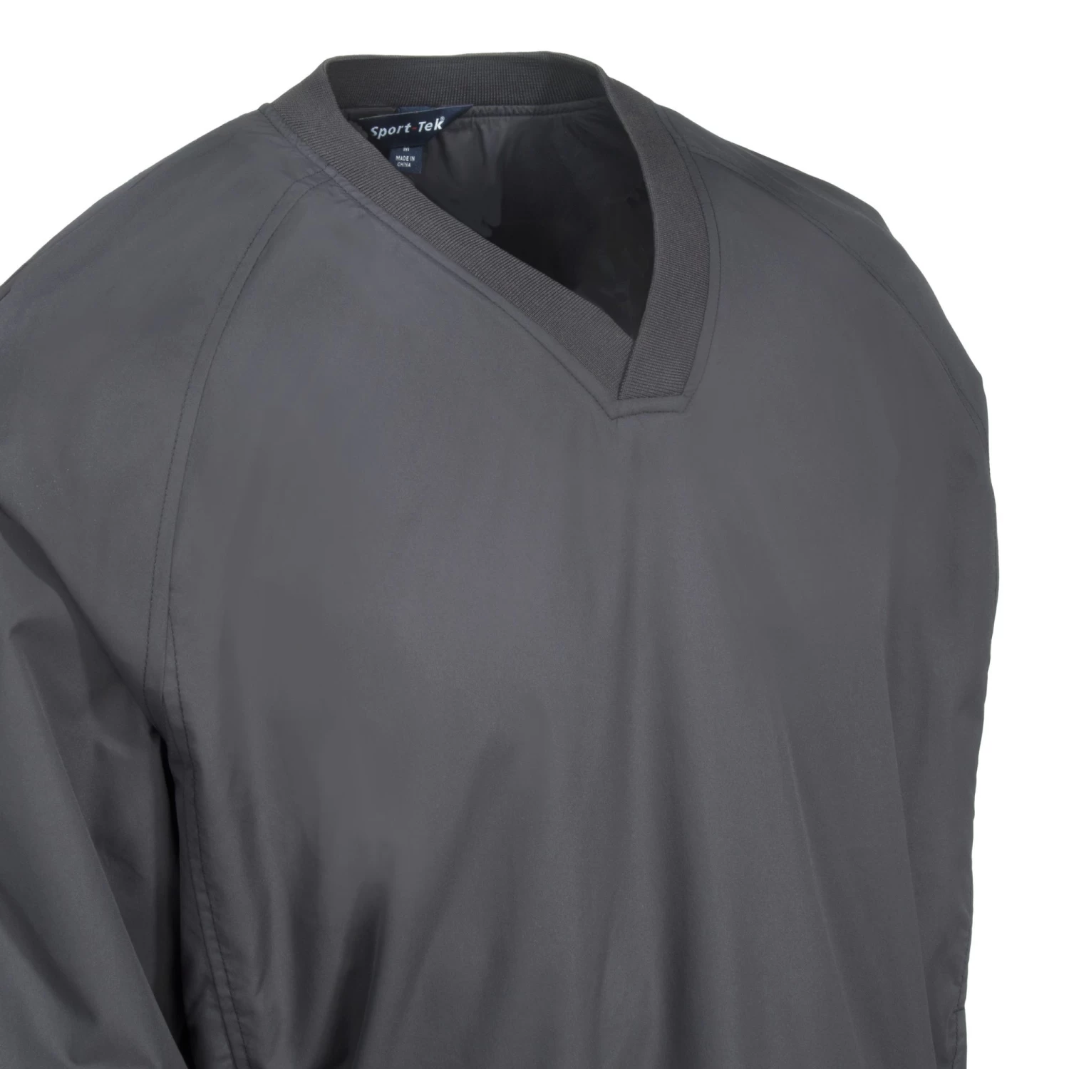 Sport-Tek Shirts: Men's JST72 GGY V-Neck Graphite Grey Raglan Wind Shirt 4 Sport-Tek Shirts: Men's JST72 GGY V-Neck Graphite Grey Raglan Wind Shirt - Image 2