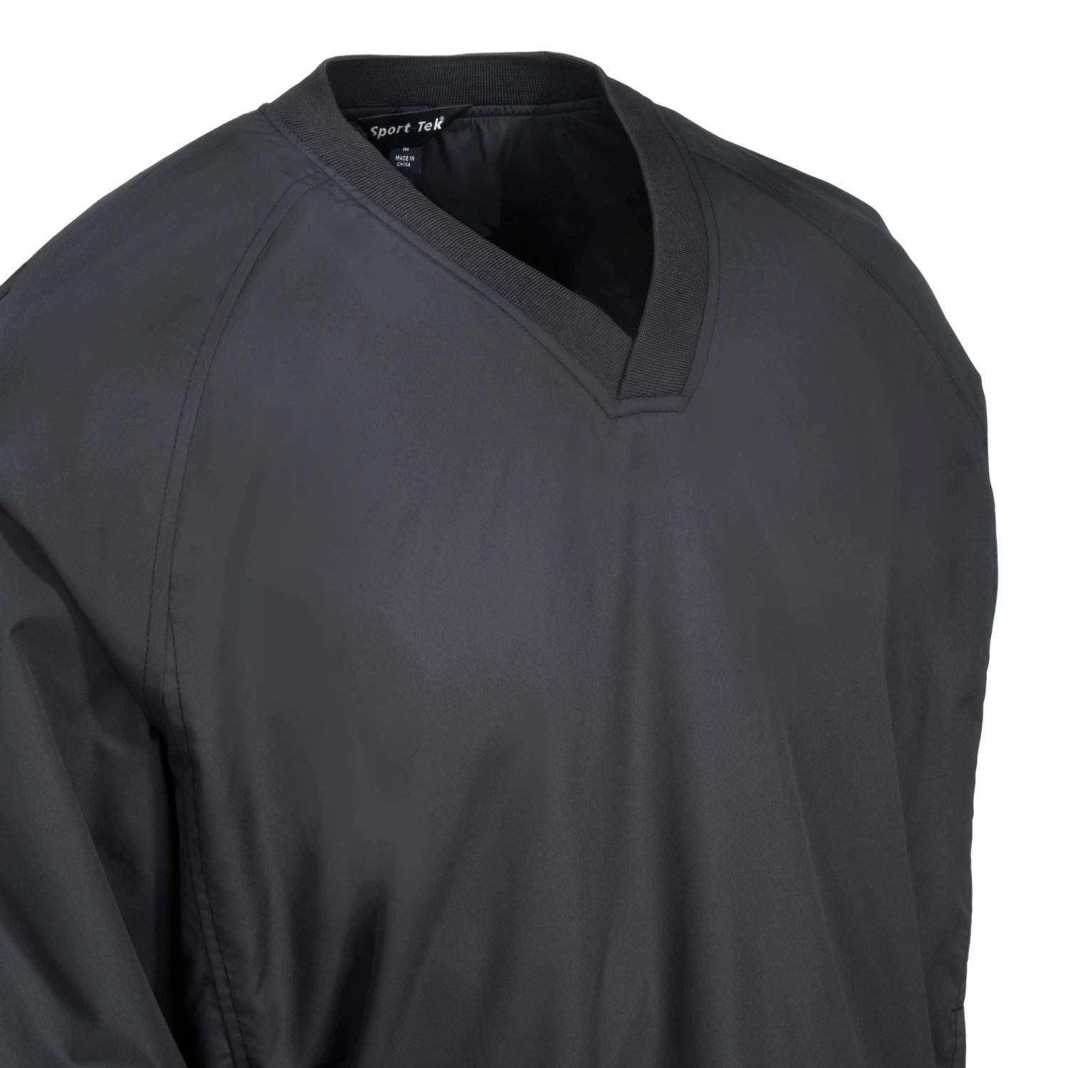 Sport-Tek Shirts: Men's JST72 BLK Raglan Black V Neck Polyester Wind Shirt 4 Sport-Tek Shirts: Men's JST72 BLK Raglan Black V Neck Polyester Wind Shirt - Image 2