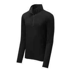 Sport-Tek Pullover: Men's ST407BLK Black Triad Solid PosiCharge Tri-Blend Wicking 1/4-Zip Pullover 12 Sport-Tek Pullover: Men's ST407BLK Black Triad Solid PosiCharge Tri-Blend Wicking 1/4-Zip Pullover -Work Clothes Discount Store st407 blacktriadsolid form front