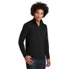 Sport-Tek Pullover: Men's ST407BLK Black Triad Solid PosiCharge Tri-Blend Wicking 1/4-Zip Pullover -Work Clothes Discount Store st407 blacktriadsolid model 3q 012019