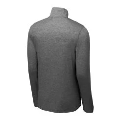 Sport-Tek Pullover: Men's ST407DGH Dark Grey Heather Triad Solid PosiCharge Tri-Blend Wicking 1/4-Zip Pullover -Work Clothes Discount Store st407 darkgreyheather form back