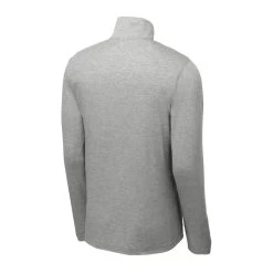 Sport-Tek Pullover: Men's ST407LGH Light Grey Heather Solid PosiCharge Tri-Blend Wicking 1/4-Zip Pullover -Work Clothes Discount Store st407 lightgreyheather form back