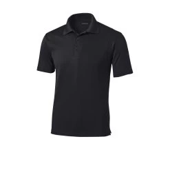 Sport-Tek Shirts: Men's ST650 BLK Black Moisture-Wicking Micropique Polo Shirt 11 Sport-Tek Shirts: Men's ST650 BLK Black Moisture-Wicking Micropique Polo Shirt -Work Clothes Discount Store st650 black form front
