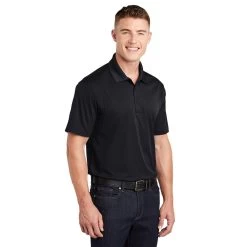 Sport-Tek Shirts: Men's ST650 BLK Black Moisture-Wicking Micropique Polo Shirt 10 Sport-Tek Shirts: Men's ST650 BLK Black Moisture-Wicking Micropique Polo Shirt -Work Clothes Discount Store st650 black model 3q