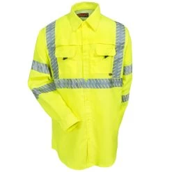 Tingley Shirts: Job Sight Class 3 Men's High Vis Lime S76522 Long-Sleeve Sportsman Shirt -Work Clothes Discount Store tingley s76522 f 01