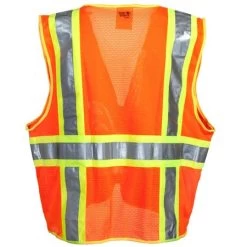 Tingley Vests: Men's Hi-Vis V73859 Fluorescent Orange/Yellow Surveyor Vest -Work Clothes Discount Store v73859 tingleyb 01