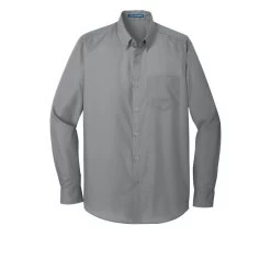 Port Authority Shirts: Men's Gusty Grey W100 GGY Carefree Poplin Shirt 12 Port Authority Shirts: Men's Gusty Grey W100 GGY Carefree Poplin Shirt -Work Clothes Discount Store w100 gustygrey flat front