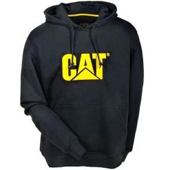 Caterpillar Sweatshirts: Men's Black W10646 016 Trademark Hooded Sweatshirt -Work Clothes Discount Store w10646blk catf 01