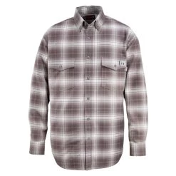 Wolverine Apparel: Men's W1203980 010 FR FireZer0 Charcoal Plaid Long Sleeve Twill Shirt
