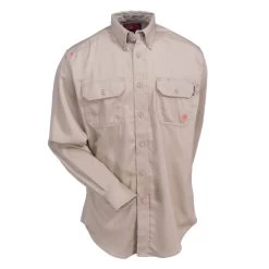 Ariat Work FR Shirts: Men's 10012251 Flame-Resistant Khaki Solid Button-Down Work Shirt -Work Clothes Discount Store wps 25