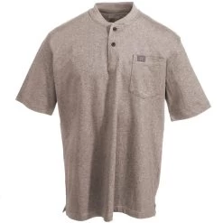 Wrangler Riggs Shirts: Men's Oatmeal Heather 3W760 OH Short Sleeve Henley Shirt -Work Clothes Discount Store wrangler 3w760oh f 01