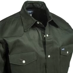 Wrangler Shirts: Men's Dark Green MS70519 Cowboy Cut Long Sleeve Twill Shirt